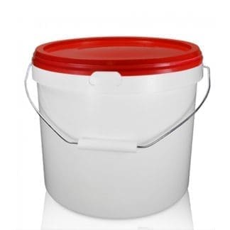 10.4 Litre White Plastic Bucket With Handle And T/E Lid