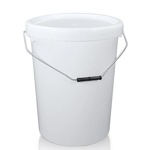 25 Litre Bucket With Lid And Metal Handle White Plastic Buckets