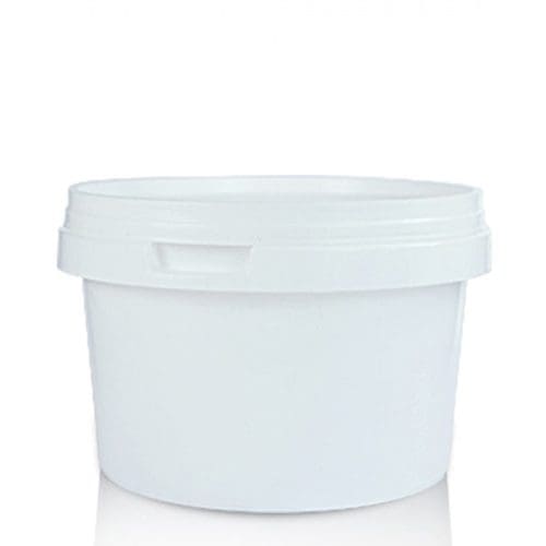 500ml White Round Plastic Pot (MF) With Lid