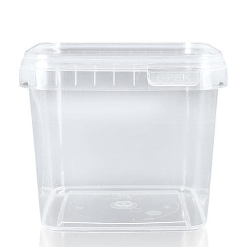 1000ml Clear Square Plastic Food Pots Wholesale Ampulla Packaging