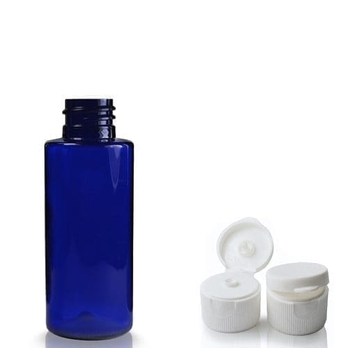 50ml Cobalt Blue PET Plastic Bottle With Flip Top Cap