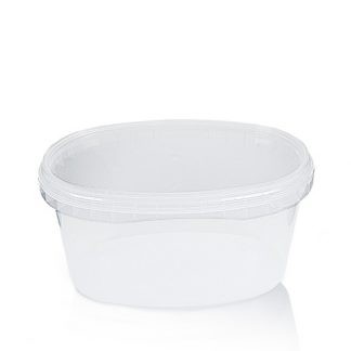 540ml Clear Oval Food Pot With Tamper Evident Lid
