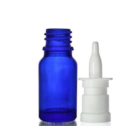 10ml Blue Glass Dropper Bottle w Nasal Spray