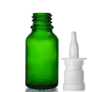 15ml Green Glass Dropper Bottle w Nasal Spray
