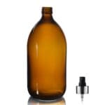 1000ml Amber Glass Sirop Bottle w Black and Silver Atomiser