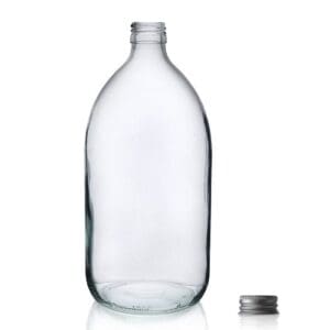 1000ml Clear Glass Sirop Bottle w Aluminium Cap