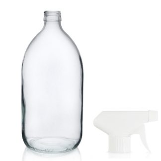 1000ml Clear Glass Syrup Bottle & Trigger Spray