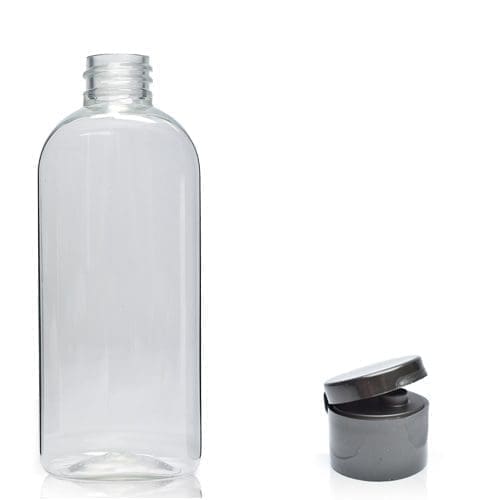 200ml Clear PET Oval Bottle & Flip Top Cap Ampulla Packaging