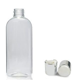 250ml Clear PET Oval Bottle With Silver Disc Top