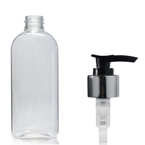 250ml Clear PET Oval Bottle With Premium Lotion Pump