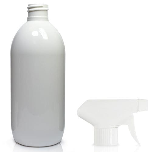 500ml White PET Olive Bottle & Trigger Spray