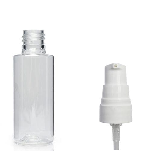 50ml Clear PET Plastic Tubular Bottle & Lotion Pump