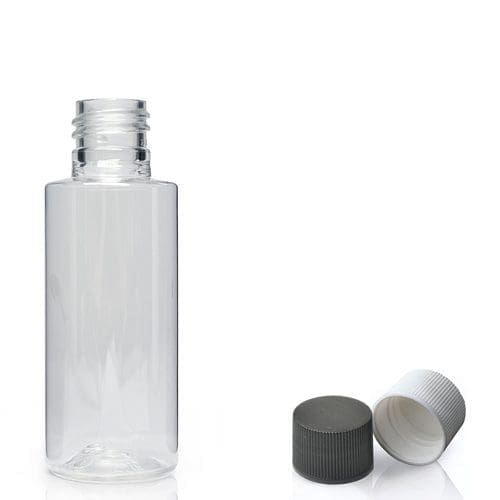 50ml Clear PET Plastic Tubular Bottle & Screw Cap