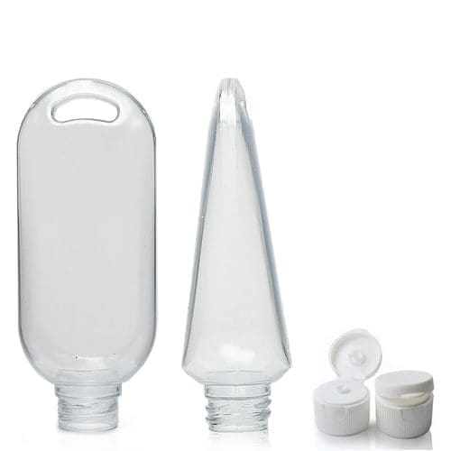 50ml Clear PVC Tottle Bottle, Clip & Flip Top Cap
