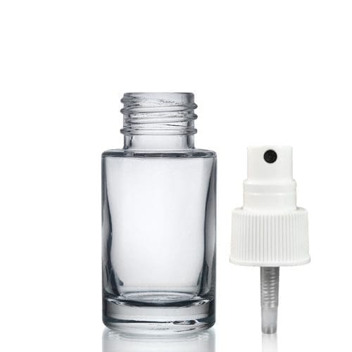 30ml Clear Glass Simplicity Bottle & White Atomiser Cap