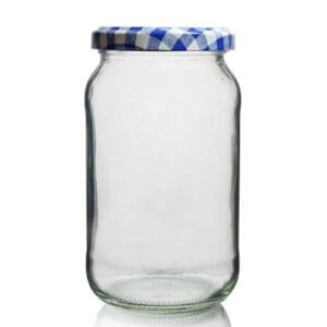 1LB Glass Preserve Jar & Patterned Twist-Off Lid