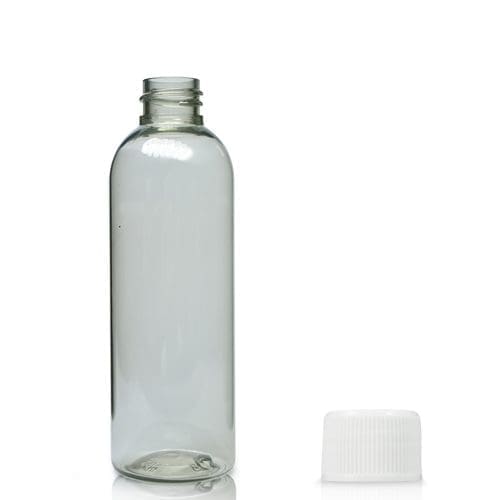 100ml rPET Boston Bottle with white screw cap
