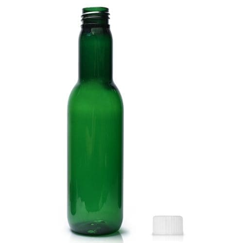 187ml green PET wine bottle w white cap