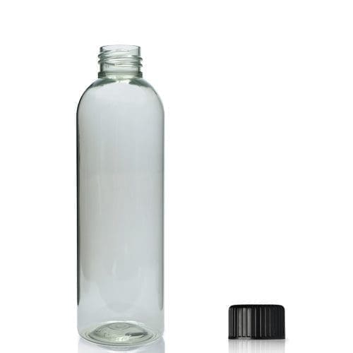 200ml Clear PET Boston Bottle & Screw Cap