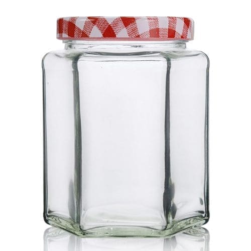 280ml Hexagonal Glass Jar With Patterned Lid