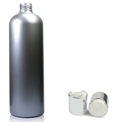 500ml Silver Plastic Bottle & Silver DiscTop Cap Ampulla LTD