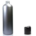 500ml Silver Plastic Bottle & Disc-Top Cap