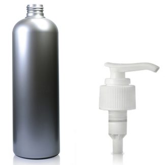 500ml Silver Plastic Bottle & Lotion Pump
