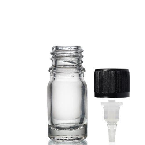 5ml Clear Glass Dropper Bottle w CRC Dropper Cap