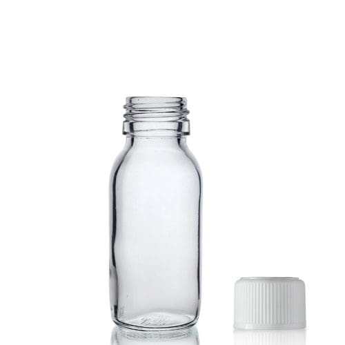 60ml Clear Glass Syrup Bottle & Child Resistant Cap