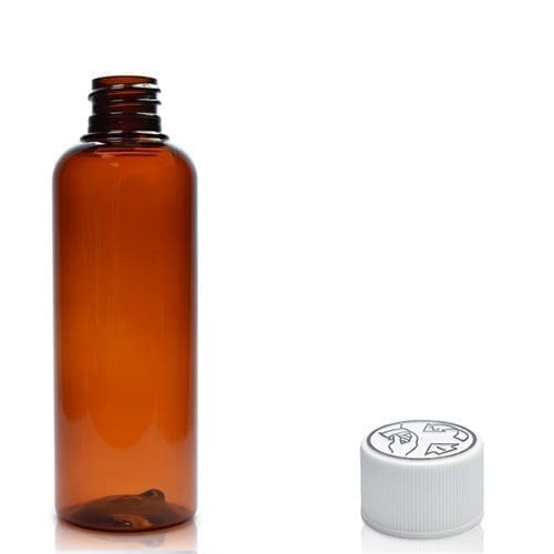 100ml Amber Plastic Bottle With Child Resistant Cap Ampulla LTD