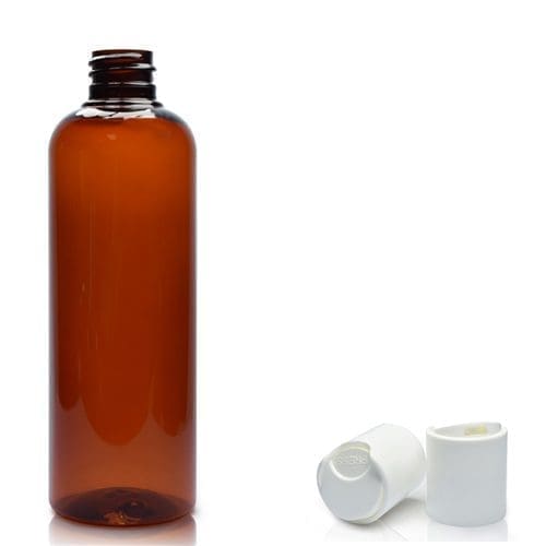150ml Amber Plastic Bottle With Disc Top Cap
