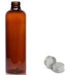 250ml Amber Plastic Bottle & Silver Cap