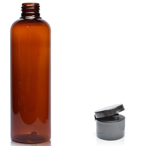 250ml Amber Plastic Bottle & Flip Top Cap