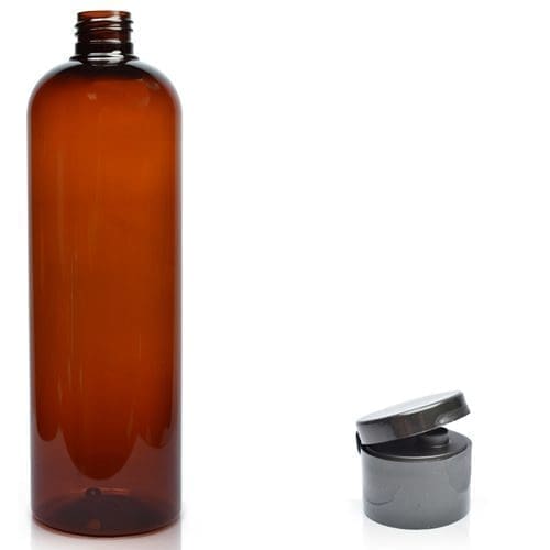 500ml Amber Plastic Bottle With Flip Top Cap