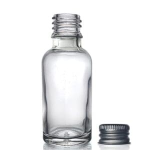 30ml Tall Clear Dropper Bottle With Metal Cap
