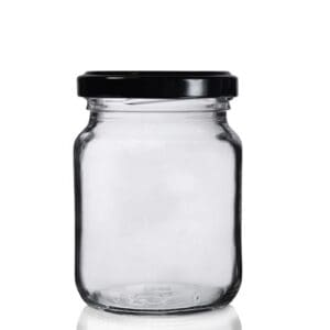 150ml E Clear Glass Jar w Black Lid