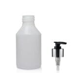 150ml Natural HDPE Round Bottle w Glossy Lotion Pump