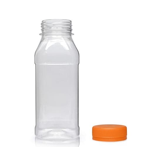 250ml Square PET Plastic Juice Bottle w oc