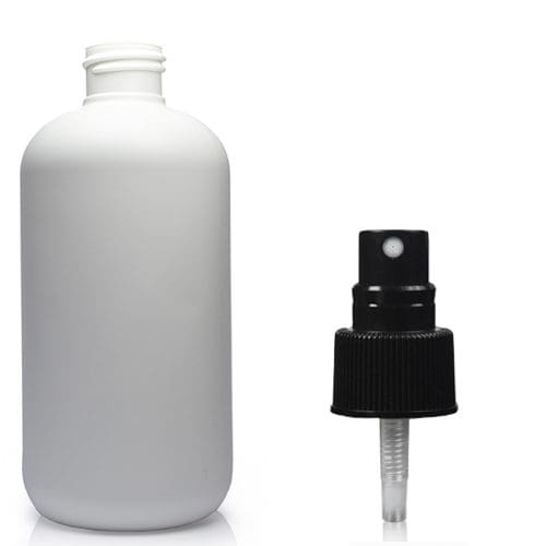 250ml White HDPE Plastic Bottle & Atomiser Spray