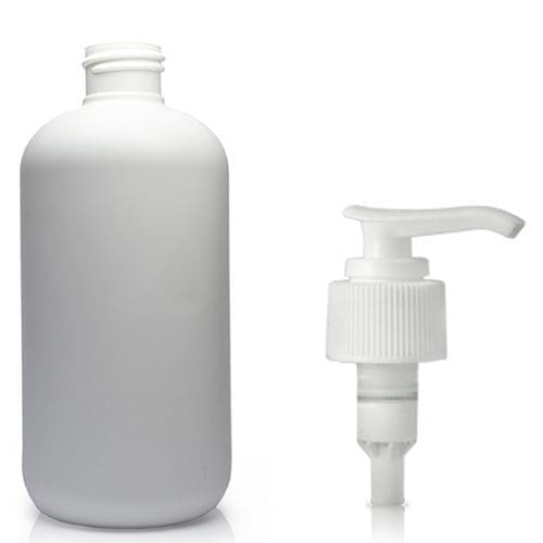 250ml White HDPE Plastic Bottle & Lotion Pump