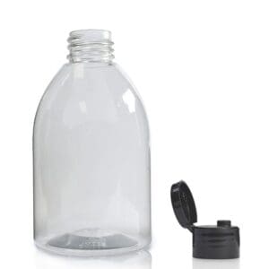 300ml clear bottle with blk fllip