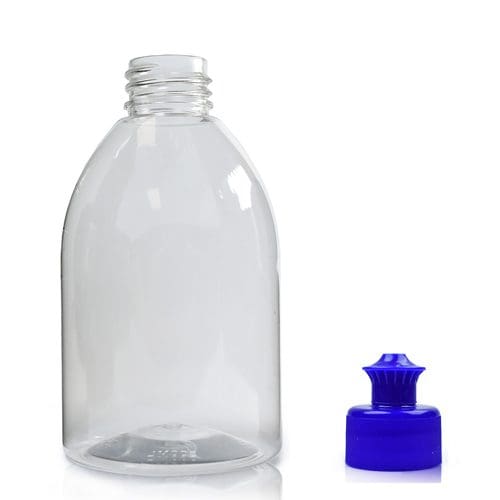 300ml clear bottle with blue pull