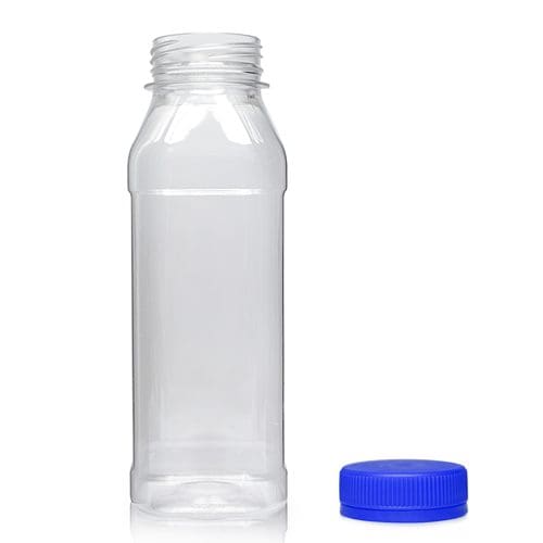 330ml Square PET Plastic Juice Bottle w blue c