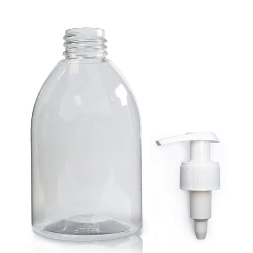 300ml clear Round Bottle w lock up Lotion Pump