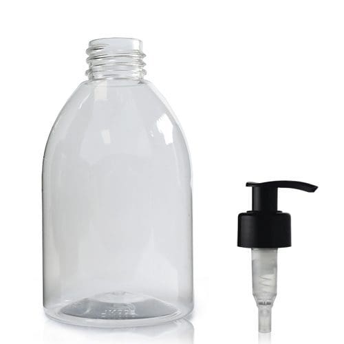 300ml plastic bottle with black pump