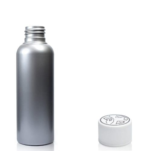 50ml Silver Plastic Boston Bottle & CR Screw Cap