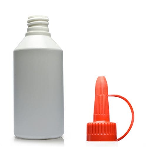 100ml white bottle with red spout