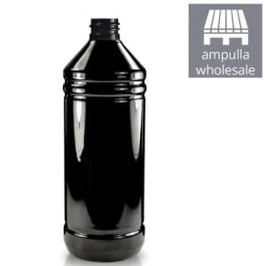 1 Litre Glossy Black Plastic Bottle bulk