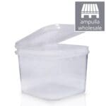 350ml Clear Square Food Pot With Hinged Lid Bulk