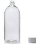 1000ml Clear 50 rPET Sirop Bottle w white cap